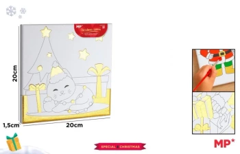 Płótno do malowania złocone - choinka kotek 20x20 - MP Main Paper