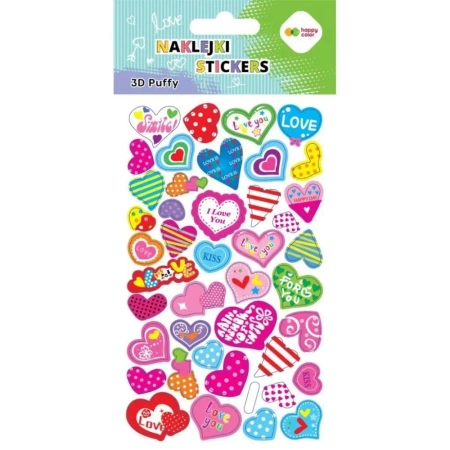 Naklejki 3D Puffy Hearts 10x20cm HAPPY COLOR - GDD