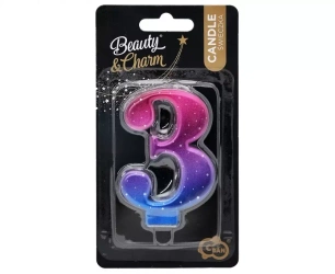 Świeczka B&C cyferka 3 Night Sky metal 8cm - Godan