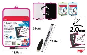 Tablica biała dwustronna z markerem 18,5x26cm MIX - MP Main Paper
