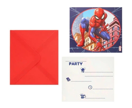 Zaproszenia z kopertami Spiderman 6szt - Godan