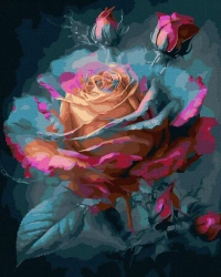 Malowanie po numerach czarne płótno - Róża z bajki - Twoje Hobby