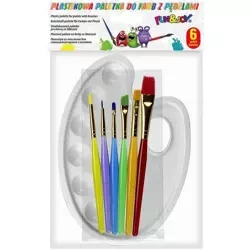 Pędzle akrylowe 6szt + paleta do farb - Titanum