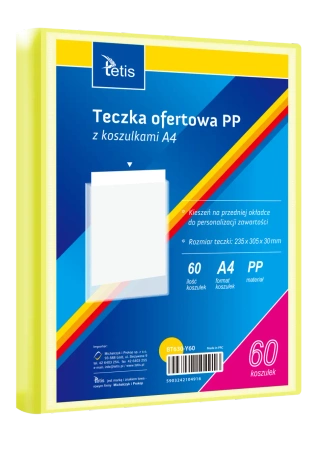 Teczka ofertowa A4 PP + 60 koszulek żółta - Tetis
