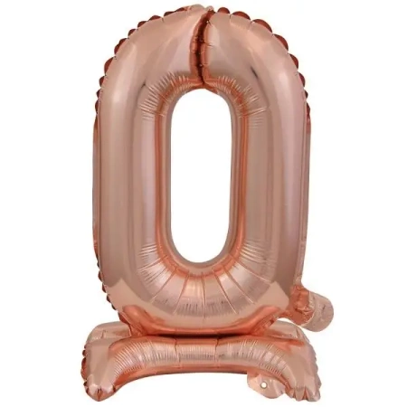Balon foliowy mini cyfra 0 na stojaku różowe złoto - Amscan