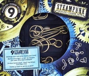 Łamigłówki metalowe Steampunk zestaw niebieski 9 szt. - EUREKA 3D