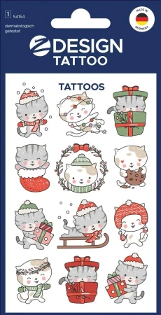 Tatuaże bożonarodzeniowe dla dzieci - kotki - Zdesign