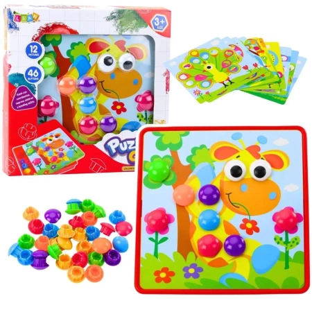 Układanka guzikowa 12 plansz 46 guzików - Leantoys