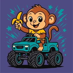 Malowanie po numerach - Małpa w samochodzie Kids - Ideyka