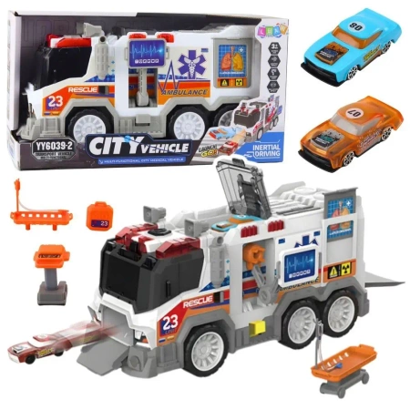 Ambulans karetka miejska napęd światło i dźwięk - Leantoys