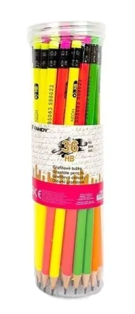 Ołówek grafitowy Neon HB z gumką (36szt) - Fandy