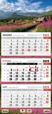 Kalendarz 2026 trójdzielny płaska główka tatry - Pan Kalendarzyk