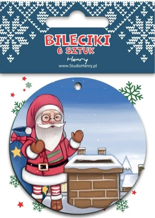 Bileciki do prezentów Mikołaj na dachu - Henry