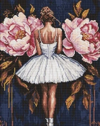 Diamentowa mozaika - Baletnica z piwoniami 40x50cm - Ideyka