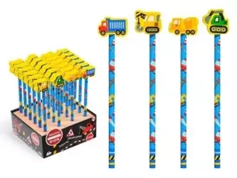 Ołówek z gumką do ścierania pojazdy budowy (24szt) - MFP