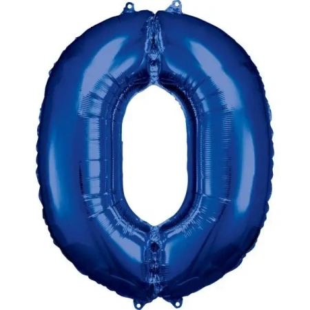 Balon foliowy cyfra 0 niebieska 70x86cm - Amscan