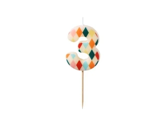 Świeczka urodzinowa 3 romby 5,5cm - PartyDeco