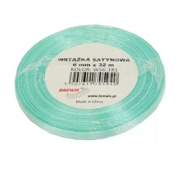 Wstążka satynowa miętowa 6mm x 32m - Brewis