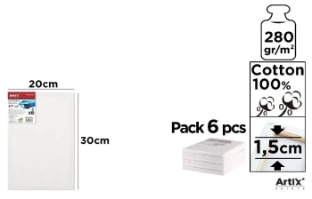 Podobrazie 20x30x1,5cm 280G/m2 (6szt) - Artix