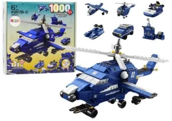 Klocki Konstrukcyjne 6w1 Helikopter police 1000el - Leantoys