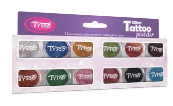 Tytoo. Brokatowe tatuaże - zestaw 12 kolorów - Dante