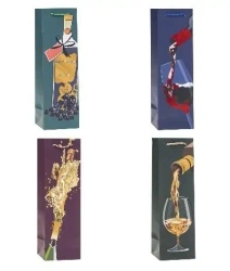 Torebka ozdobna na butelkę 11x38x11cm mix ROZETTE