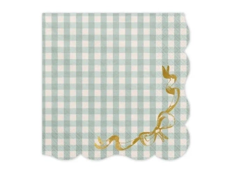 Serwetki kratka z kokardką 33x33cm 12szt - PartyDeco