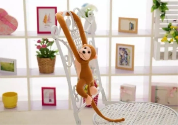 Maskotka małpka z dźwiękiem ciemno brązowa 80cm - Leantoys