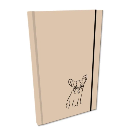 Notes A5 gładki z gumką Soft Touch lakier UV buldog beż - EV-Corp