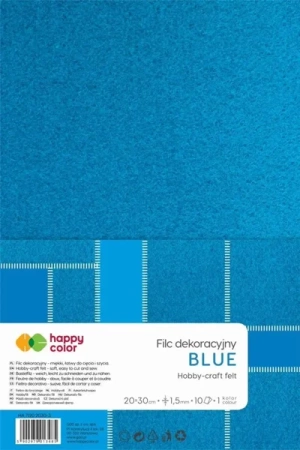 Filc dekoracyjny niebieski 10szt HAPPY COLOR - GDD