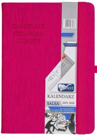 Kalendarz pedagoga 2025/26 B6 tyg. Salsa różowy - praca zbiorowa