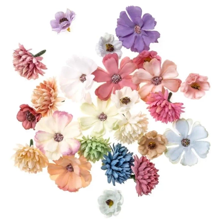 Kwiaty z tkaniny multikolor 3 wzory 24szt - Dalprint dpCraft