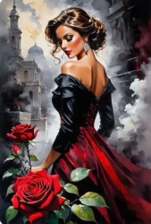 Diamentowa Mozaika Kobieta i czerwona róża NO-2001718 - Norimpex