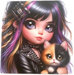 Notatnik 100x100/48K gładki TW Dziewczynka z kotem - Fresh