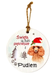 Zawieszka ceramiczna Boże Narodzenie Pudel - Kukartka