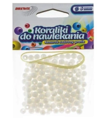 Koraliki do nawlekania białe + sznurek 6mm 16g - Brewis