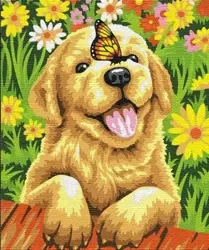 Malowanie po numerach - Radosny szczeniak 40x50cm - ArtiFly