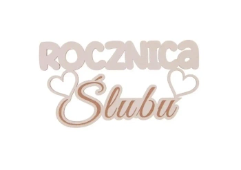 Drewniany napis - Rocznica ślubu 5szt biały - Cresco