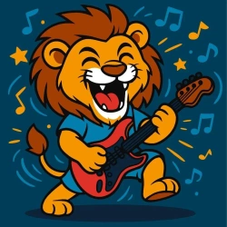 Malowanie po numerach - Lew z gitarą Kids 25x25cm - Ideyka