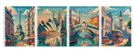 Kołozeszyt B5/100K kratka Retro City (5szt) - HERLITZ