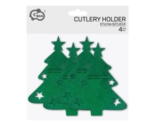 Etui na sztućce Choinka 16,5x20,5cm 4szt - Godan