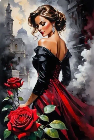 Diamentowa Mozaika Kobieta i czerwona róża NO-2001718 - Norimpex