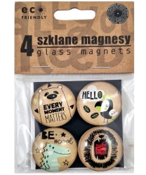 Magnesy szklane z kolorowym nadrukiem 4szt - Ziemia Obiecana
