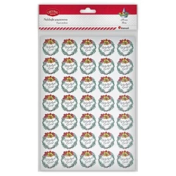 Naklejki papier wianek z dzwonkami Wesołych Świąt - Titanum