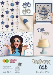 Blok A4 holographic+brokat 10ark Party Ice HAPPY - GDD