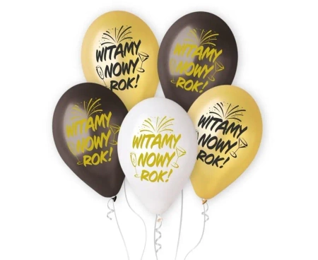 Balony Premium Hel Witamy Nowy Rok 33cm 5szt - Godan