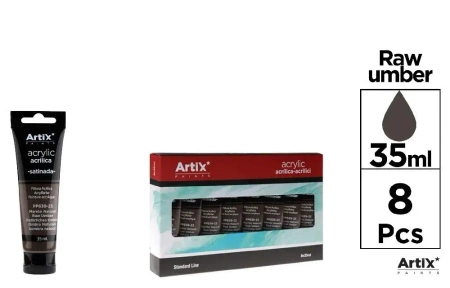 Farba akrylowa brąz naturalny 35ml (8szt) - Artix