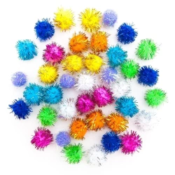 Pompony poliestrowe mix metalizowane 40szt - Dalprint dpCraft