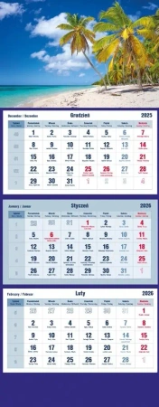 Kalendarz 2026 trójdzielny Palmy - praca zbiorowa