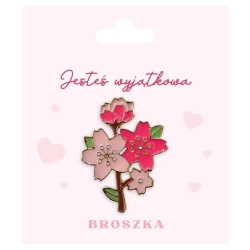Broszka na prezent z czterema różowymi kwiatami - Be-Happy Gifts